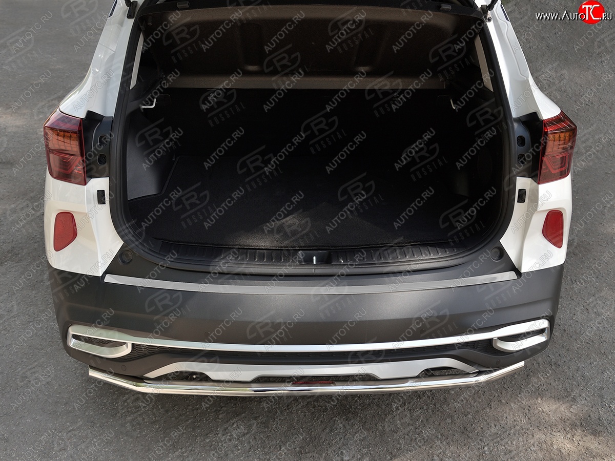 1 569 р. Защитная накладка заднего бампера Russtal KIA Seltos (2019-2025) (Нержавейка полированная)  с доставкой в г. Белгород