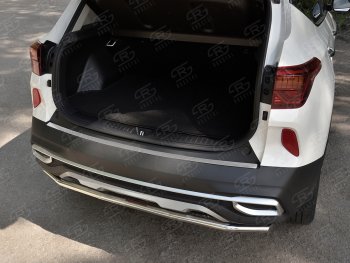 1 569 р. Защитная накладка заднего бампера Russtal KIA Seltos (2019-2025) (Нержавейка полированная)  с доставкой в г. Белгород. Увеличить фотографию 2