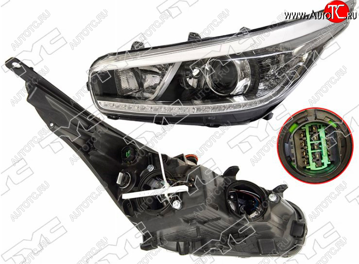 8 299 р. Левая фара передняя TYC (галоген, LED) KIA Ceed 2 JD дорестайлинг, хэтчбэк (2012-2015)  с доставкой в г. Белгород