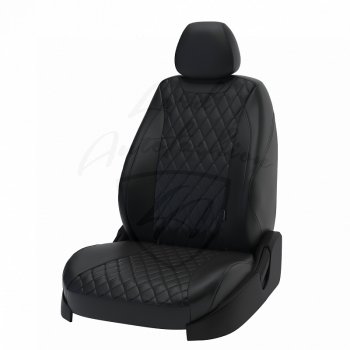 Чехлы для сидений Lord Autofashion Байрон (экокожа) KIA Ceed 2 JD рестайлинг, хэтчбэк (2015-2018) (Чёрный, вставка чёрная, строчка чёрная)