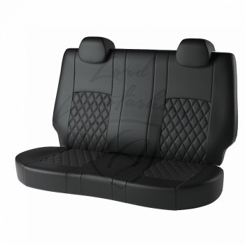 7 199 р. Чехлы для сидений Lord Autofashion Турин Ромб (экокожа, спинка и сиденье 60/40+подлокотник, 3 Г-образных подголовника) KIA Ceed 2 JD рестайлинг, хэтчбэк (2015-2018) (Чёрный, вставка чёрная, строчка чёрная)  с доставкой в г. Белгород. Увеличить фотографию 2