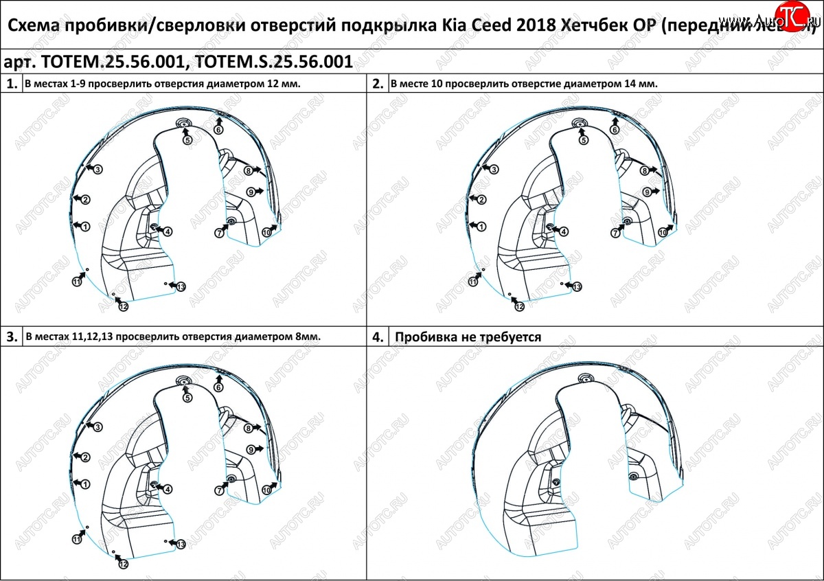 7 699 р. Правый подкрылок передний TOTEM (с шумоизоляцией) KIA Ceed 3 CD хэтчбэк (2018-2025)  с доставкой в г. Белгород