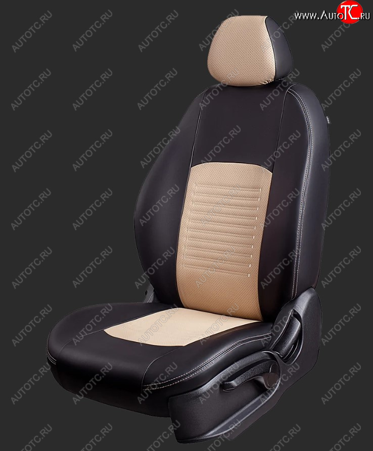 6 799 р. Чехлы для сидений Lord Autofashion Турин (экокожа, спинка и сиденье 60/40, 3 Г-образных подголовника) KIA Ceed 3 CD хэтчбэк (2018-2025) (Черный, вставка бежевая)  с доставкой в г. Белгород