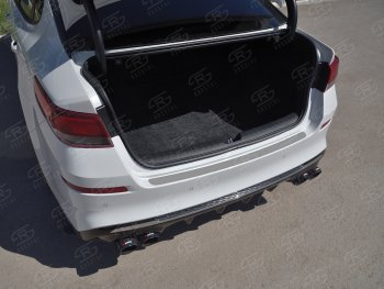 1 479 р. Защитная накладка заднего бампера Russtal KIA Optima JF седан рестайлинг (2018-2020) (Нержавейка шлифованная без надписи)  с доставкой в г. Белгород. Увеличить фотографию 2