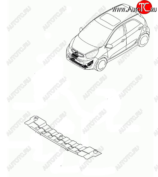 989 р. Пыльник переднего бампера HYUNDAI/KIA/MOBIS KIA Picanto 2 TA хэтчбэк 5 дв. дорестайлинг (2011-2015)  с доставкой в г. Белгород