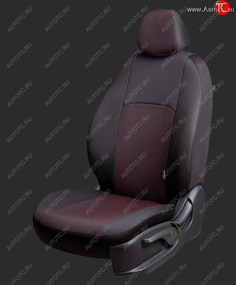 5 399 р. Чехлы для сидений Lord Autofashion Дублин (жаккард, спинка 60/40, 3 Г-образных подголовника) KIA Rio 2 JB дорестайлинг седан (2005-2009) (Черный, вставка Ёж Красный)  с доставкой в г. Белгород