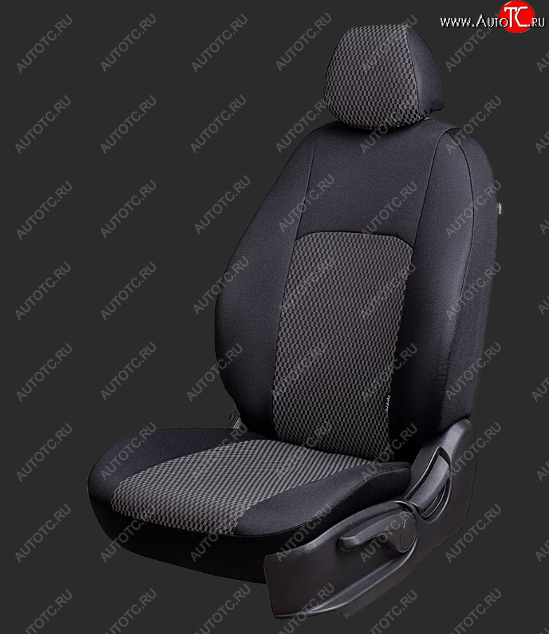 5 399 р. Чехлы для сидений Lord Autofashion Дублин (жаккард, спинка 60/40, 3 Г-образных подголовника) KIA Rio 2 JB дорестайлинг седан (2005-2009) (Черный, вставка Прямоугольник черный)  с доставкой в г. Белгород