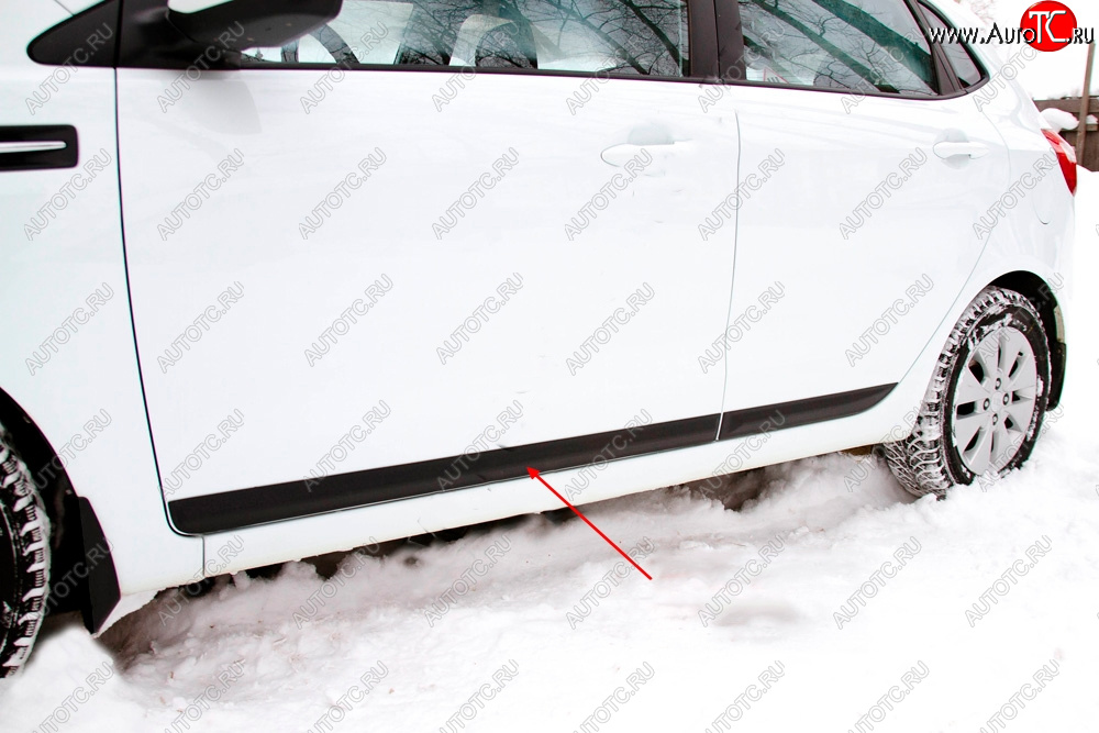 1 159 р. Молдинг двери RA (вариант 1, передний левый)  KIA Rio  3 QB (2011-2017) дорестайлинг седан, хэтчбек 5 дв. дорестайлинг, рестайлинг седан, хэтчбек 5 дв. рестайлинг (Поверхность шагрень)  с доставкой в г. Белгород