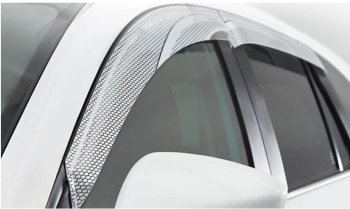 2 399 р. Дефлектора окон CA-Plastic KIA Rio 3 QB дорестайлинг седан (2011-2015) (Серия Art серебро, Без хром.молдинга, Крепление только на скотч)  с доставкой в г. Белгород. Увеличить фотографию 2