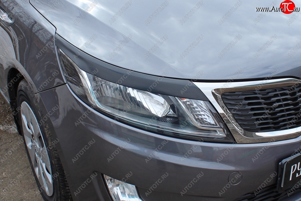 1 289 р. Реснички на фары RA KIA Rio 3 QB хэтчбек 5 дв. дорестайлинг (2011-2015) (Неокрашенные)  с доставкой в г. Белгород