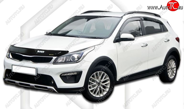 2 159 р. Дефлектор капота CA-Plastic KIA Rio X-line (2017-2021) (Classic черный, Без надписи)  с доставкой в г. Белгород