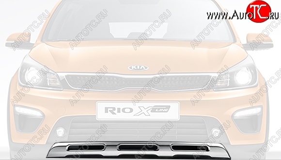 15 449 р. Центральная накладка на передний бампер Оригинал (серебряная) KIA Rio X-line (2017-2021)  с доставкой в г. Белгород
