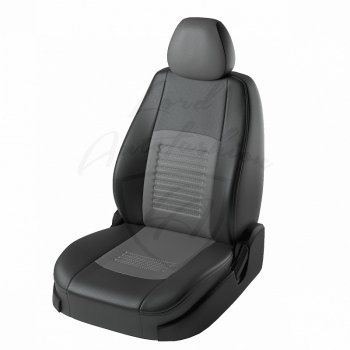 Чехлы для сидений Lord Autofashion Турин (экокожа) KIA Rio 2 JB дорестайлинг седан (2005-2009) (Чёрный, вставка серая)