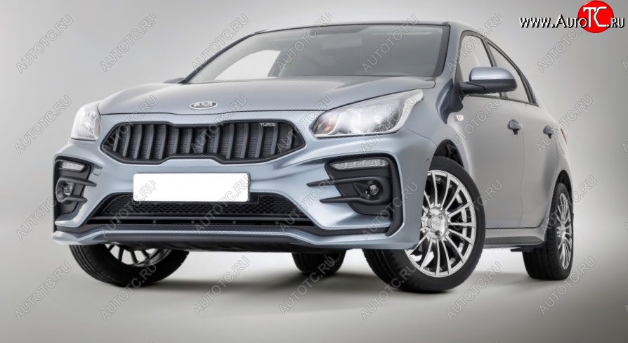 17 499 р. Передний бампер Kudos Original KIA Rio 4 FB дорестайлинг седан (2016-2020) (Под прямоугольные ДХО с ПТФ, Неокрашенный)  с доставкой в г. Белгород