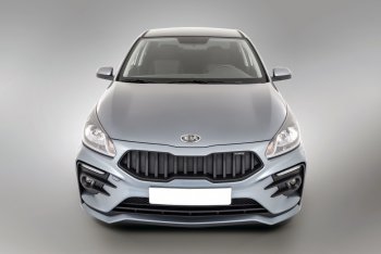 17 499 р. Передний бампер Kudos Original KIA Rio 4 FB дорестайлинг седан (2016-2020) (Под прямоугольные ДХО с ПТФ, Неокрашенный)  с доставкой в г. Белгород. Увеличить фотографию 2
