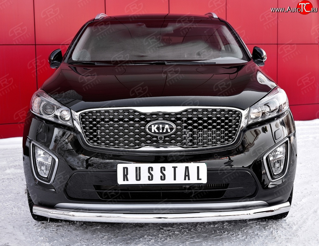 16 899 р. Одинарная защита переднего бампера диаметром 63 мм SLITKOFF  KIA Sorento  UM/Prime (2014-2018) дорестайлинг  с доставкой в г. Белгород