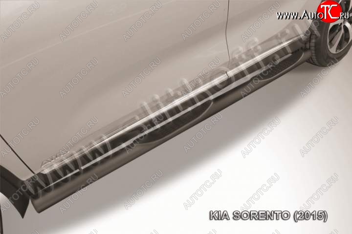 13 549 р. Защита порогов из труб d76 Slitkoff (с проступью) KIA Soul PS дорестайлинг (2014-2016) (Цвет: серебристый)  с доставкой в г. Белгород
