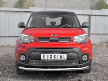 16 749 р. Одинарная защита переднего бампера диаметром 63 мм SLITKOFF  KIA Soul  PS (2014-2016) дорестайлинг  с доставкой в г. Белгород. Увеличить фотографию 2