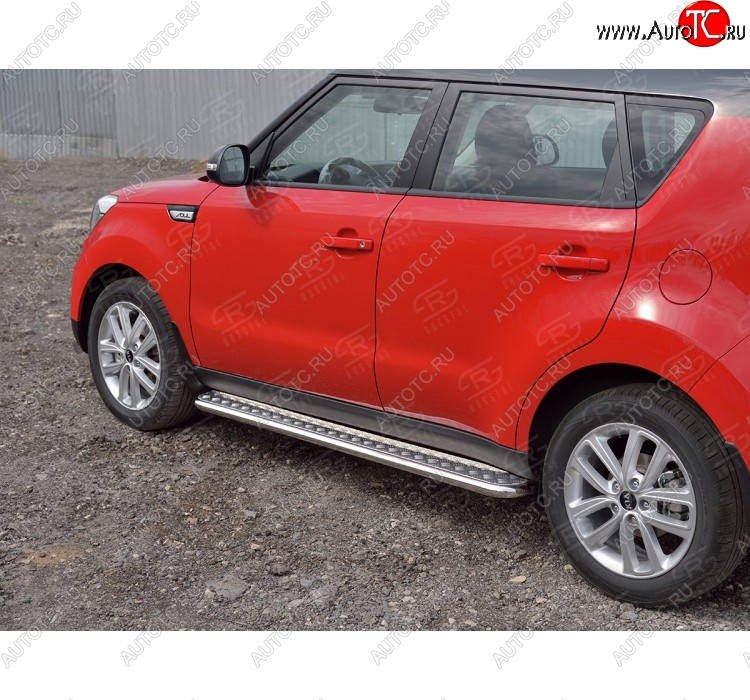 22 999 р. Широкая защита порогов с трубой диаметром 42 мм SLITKOFF v2 KIA Soul PS дорестайлинг (2014-2016)  с доставкой в г. Белгород