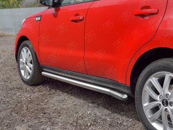 19 999 р. Защита порогов из круглой трубы диаметром 63 мм SLITKOFF v3 KIA Soul PS дорестайлинг (2014-2016)  с доставкой в г. Белгород. Увеличить фотографию 2