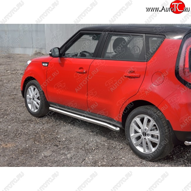 19 999 р. Защита порогов из круглой трубы диаметром 63 мм SLITKOFF v3 KIA Soul PS дорестайлинг (2014-2016)  с доставкой в г. Белгород