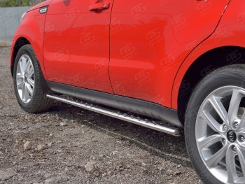 16 649 р. Защита порогов из овальной трубы d75x42 мм с проступью Russtal KIA Soul PS дорестайлинг (2014-2016)  с доставкой в г. Белгород. Увеличить фотографию 3