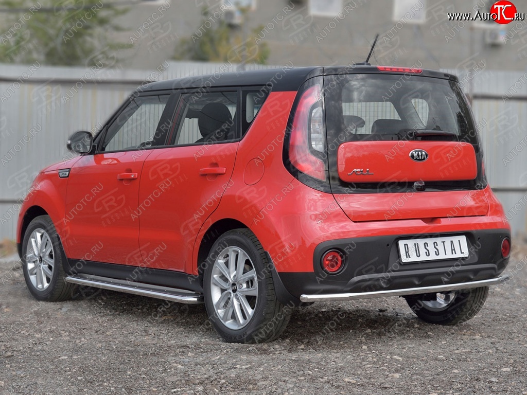 14 499 р. Одинарная защита заднего бампера диаметром 42 SLITKOFF  KIA Soul  PS (2014-2016) дорестайлинг  с доставкой в г. Белгород