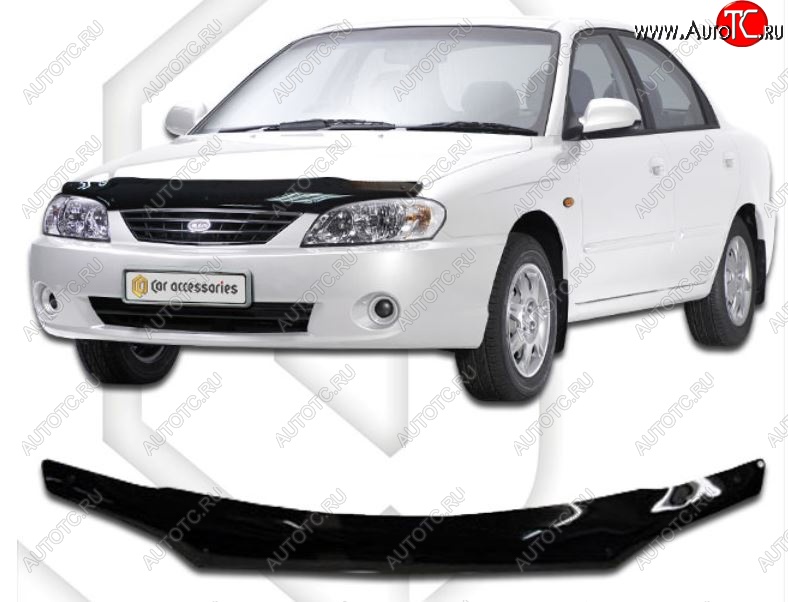 2 159 р. Дефлектор капота CA-Plastic KIA Spectra (2000-2009) (Classic черный, Без надписи)  с доставкой в г. Белгород