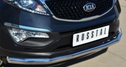 15 799 р. Одинарная защита переднего бампера диаметром 63 мм SLITKOFF  KIA Sportage  3 SL (2010-2014) дорестайлинг  с доставкой в г. Белгород. Увеличить фотографию 2