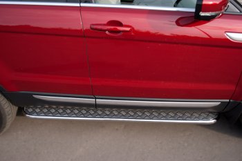 24 649 р. Пороги SLITKOFF d42 с листом Land Rover Range Rover Evoque 1 L538 дорестайлинг 5 дв. (2011-2015) (лист алюминий, труба нержавейка)  с доставкой в г. Белгород. Увеличить фотографию 2