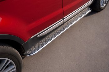 24 649 р. Пороги SLITKOFF d42 с листом Land Rover Range Rover Evoque 1 L538 дорестайлинг 5 дв. (2011-2015) (лист алюминий, труба нержавейка)  с доставкой в г. Белгород. Увеличить фотографию 3