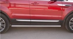 12 299 р. Защита порогов из круглой трубы диаметром 63 мм (Prestige u Pure) Russtal Land Rover Range Rover Evoque 1 L538 дорестайлинг 5 дв. (2011-2015) (Защита порогов с со скосами на торцах (вариант 1))  с доставкой в г. Белгород. Увеличить фотографию 7