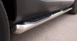 14 449 р. Защита порогов с пластиковыми вставками для ног из круглой трубы диаметром 76 мм (Prestige u Pure) Russtal Land Rover Range Rover Evoque 1 L538 дорестайлинг 5 дв. (2011-2015) (Защита порогов с со скосами на торцах (вариант 1))  с доставкой в г. Белгород. Увеличить фотографию 2