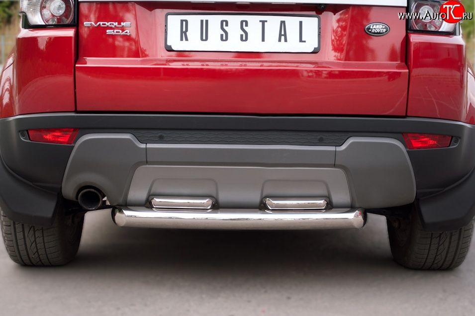 17 599 р. Защита заднего бампера (2 трубы Ø76 и 42 мм, нержавейка) SLITKOFF Land Rover Range Rover Evoque 1 L538 дорестайлинг 5 дв. (2011-2015)  с доставкой в г. Белгород