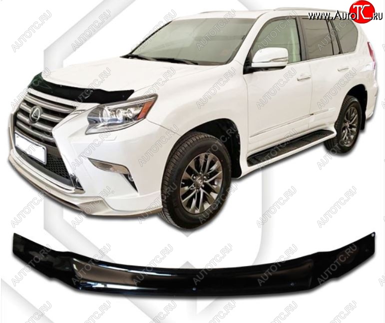 2 159 р. Дефлектор капота CA-Plastiс Lexus GX460 J150 1-ый рестайлинг (2013-2019) (Classic черный, Без надписи)  с доставкой в г. Белгород