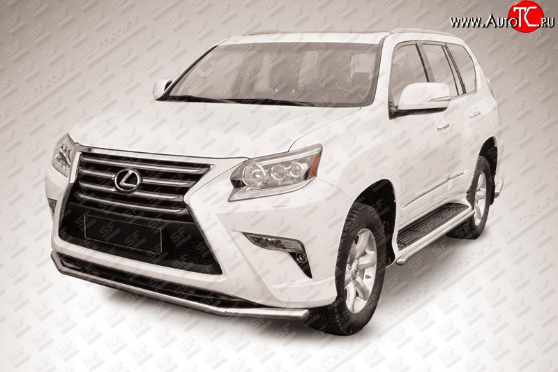 17 599 р. Одинарная защита переднего бампера из трубы диаметром 57 мм Slitkoff Lexus GX460 J150 1-ый рестайлинг (2013-2019) (Нержавейка, Полированная)  с доставкой в г. Белгород