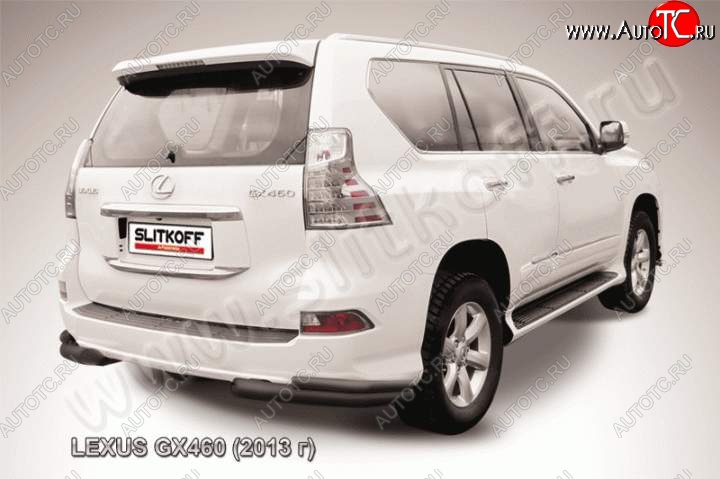 14 999 р. Защита заднего бампера из уголков d76+d42 Slitkoff (двойные) Lexus GX460 J150 1-ый рестайлинг (2013-2019) (Цвет: серебристый)  с доставкой в г. Белгород