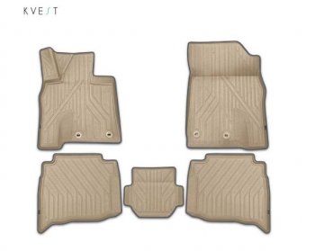 Комплект ковриков салона Kvest Lexus GX460  J150 (2013-2022) 1-ый рестайлинг, 2-ой рестайлинг (Бежевый, черный кант)