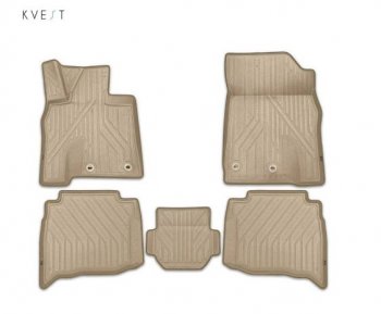Комплект ковриков салона Kvest Lexus GX460  J150 (2013-2022) 1-ый рестайлинг, 2-ой рестайлинг (Бежевые, бежевая окантовка)