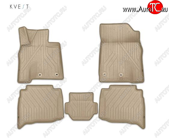 8 449 р. Комплект ковриков салона Kvest  Lexus GX460  J150 (2013-2022) 1-ый рестайлинг, 2-ой рестайлинг (Бежевые, бежевая окантовка)  с доставкой в г. Белгород