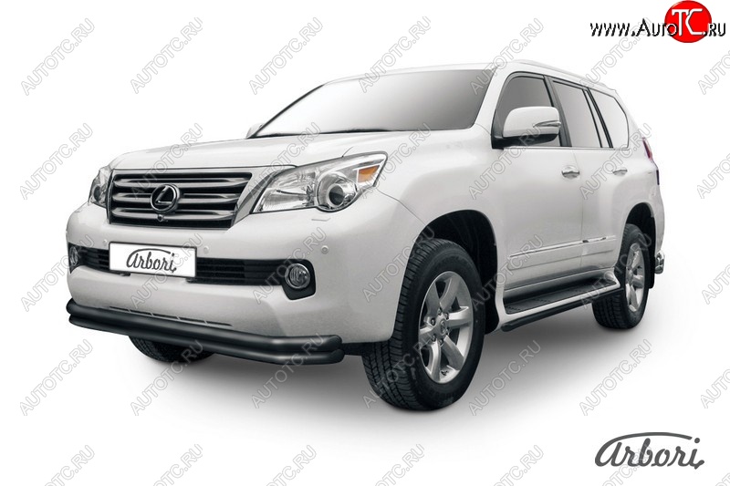 13 499 р. Защита переднего бампера Arbori (черная, 2 трубы d57, 57 и 42 mm)3 Lexus GX460 J150 дорестайлинг (2009-2013)  с доставкой в г. Белгород