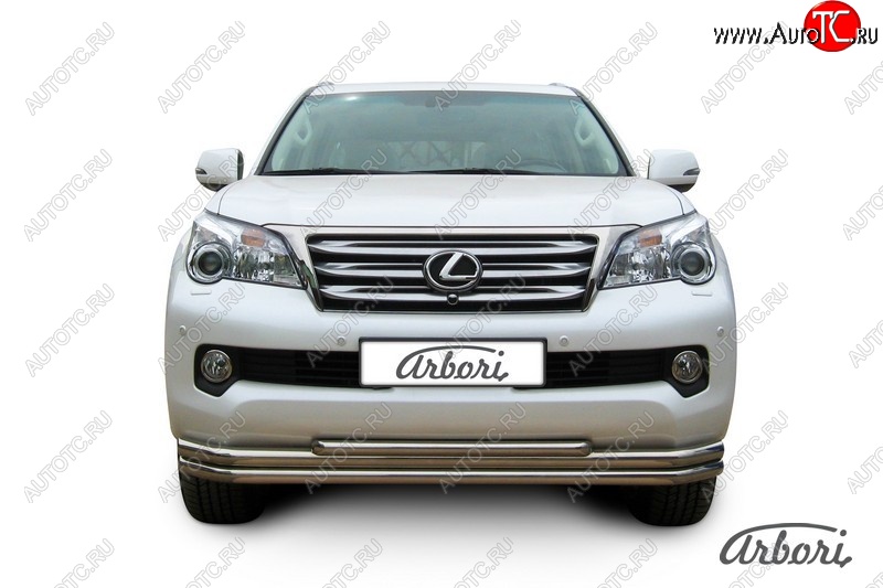 19 349 р. Защита переднего бампера Arbori (нержавейка, 3 трубы d57, 57 и 42 mm) Lexus GX460 J150 дорестайлинг (2009-2013)  с доставкой в г. Белгород