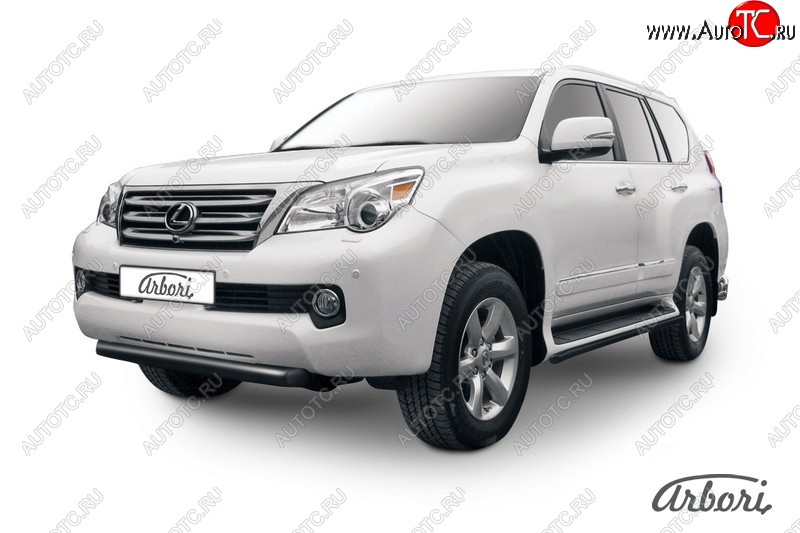8 459 р. Защита переднего бампера Arbori (черная, 1 труба d76 mm). Lexus GX460 J150 дорестайлинг (2009-2013)  с доставкой в г. Белгород