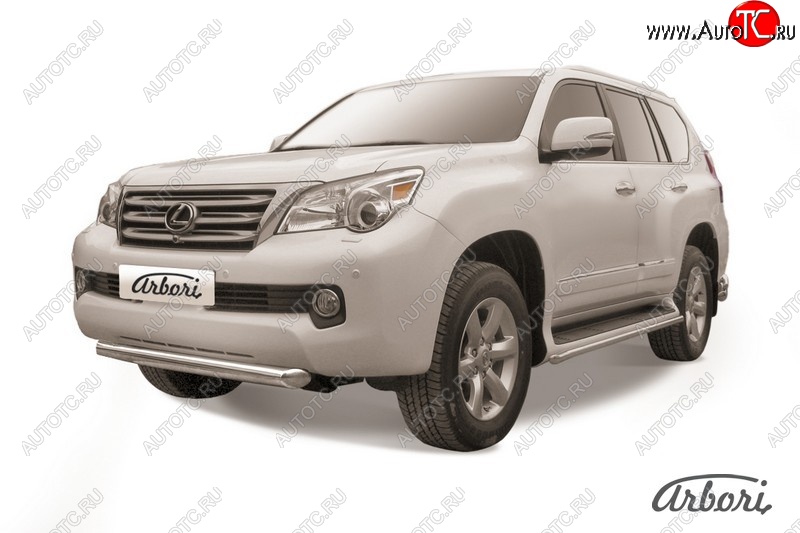 12 329 р. Защита переднего бампера Arbori (черная, 1 труба d76 mm). Lexus GX460 J150 дорестайлинг (2009-2013)  с доставкой в г. Белгород