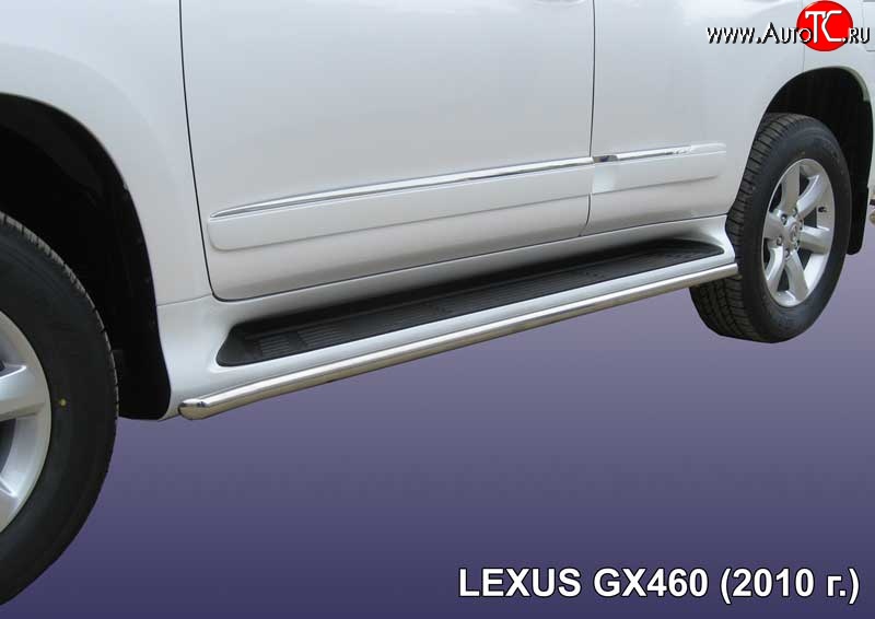 15 699 р. Защита штатных порогов из круглой трубы диаметром 42 мм Slitkoff Lexus GX460 J150 дорестайлинг (2009-2013) (Нержавейка, Полированная)  с доставкой в г. Белгород