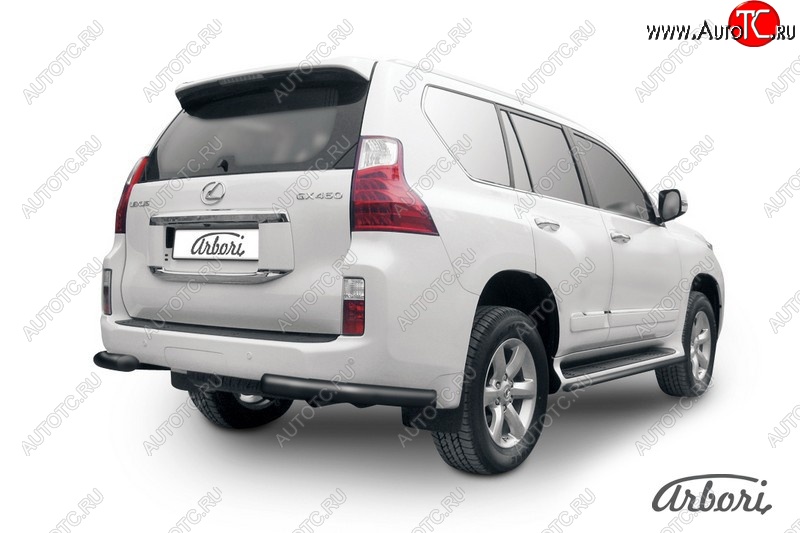 9 269 р. Защита заднего бампера Arbori (уголки, черная, 1 труба d76 mm). Lexus GX460 J150 дорестайлинг (2009-2013)  с доставкой в г. Белгород