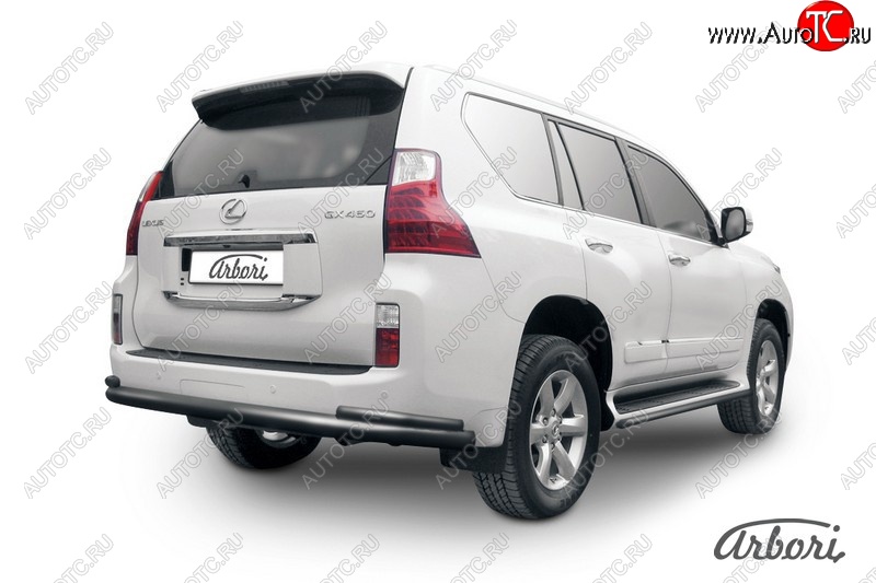 13 499 р. Защита заднего бампера Arbori (черная, 2 трубы d76 и 42 mm). Lexus GX460 J150 дорестайлинг (2009-2013)  с доставкой в г. Белгород