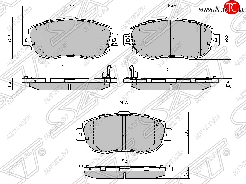1 099 р. Колодки тормозные SAT (передние) Toyota Aristo S160 дорестайлинг (1997-2001)  с доставкой в г. Белгород