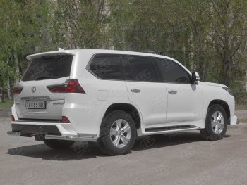 16 849 р. Защита заднего бампера (2 трубы Ø76 и 42 мм уголки, нержавейка) Lexus LX570 J200 2-ой рестайлинг (2015-2022)  с доставкой в г. Белгород. Увеличить фотографию 3