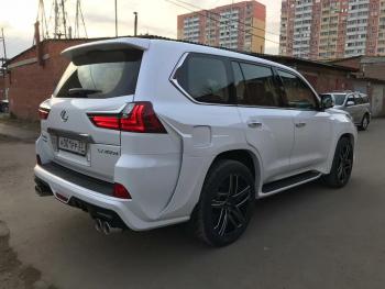 36 999 р. Юбка заднего бампера HEMMES Lexus LX570 J200 2-ой рестайлинг (2015-2022) (Неокрашенная)  с доставкой в г. Белгород. Увеличить фотографию 3
